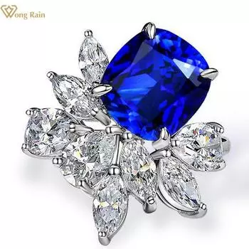 Wong Rain Роскошное кольцо из 100% стерлингового серебра 925 пробы AAAAA с цирконами, драгоценный камень, свадебное кольцо для женщин, ювелирные изделия, подарок
