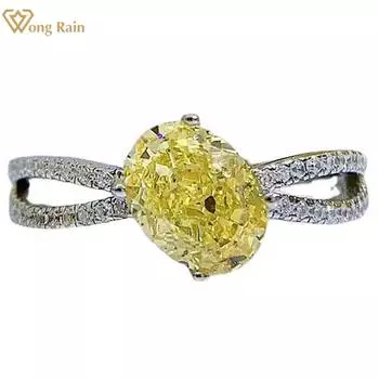 Wong Rain Роскошное кольцо из 100% стерлингового серебра 925 пробы с дробленым льдом AAAAA, цирконы, драгоценный камень, свадебное кольцо для женщин, ювелирные изделия, подарки