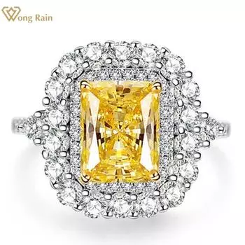 Wong Rain Роскошное кольцо из 100% стерлингового серебра 925 пробы 3CT сияющей огранки AAAAA с цирконами, драгоценный камень, свадебное обручальное кольцо для женщин, ювелирные изделия