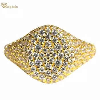 Wong Rain Роскошное кольцо из 100% стерлингового серебра 925 пробы с цирконами и драгоценными камнями для свадебной вечеринки, кольцо для пары, ювелирное изделие, подарок