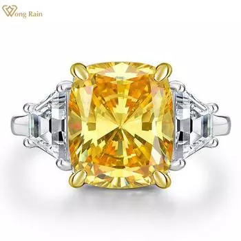 Wong Rain Роскошное кольцо из 100% стерлингового серебра 925 пробы 11 CT AAAAA с цирконами, драгоценный камень, свадебное обручальное кольцо для пары для женщин, ювелирные изделия