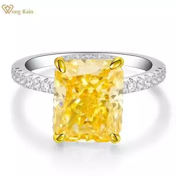 Wong Rain Роскошное кольцо из 100% стерлингового серебра 925 пробы с дробленым льдом 4 карата AAAAA с цирконами, драгоценный камень, свадебное обручальное кольцо, ювелирные изделия