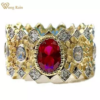 Wong Rain Роскошное кольцо из стерлингового серебра 925 пробы овальной огранки AAAAA с цирконами и драгоценными камнями для вечеринок в богемном стиле для женщин, ювелирные изделия, Рождественский подарок