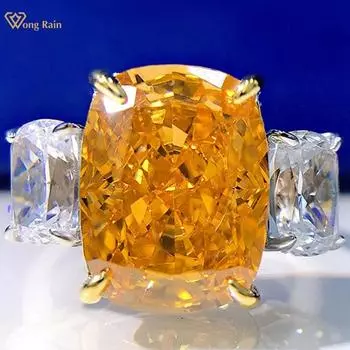 Wong Rain Роскошное обручальное кольцо из 100% стерлингового серебра 925 пробы 10*13 мм оранжевого цвета AAAAA с цирконами и драгоценными камнями, ювелирные изделия, подарки