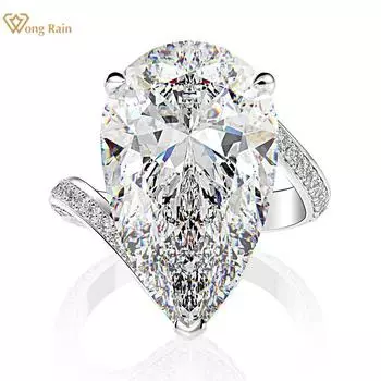 Wong Rain Роскошное обручальное кольцо из стерлингового серебра 925 пробы с цирконами и драгоценными камнями, ювелирные изделия