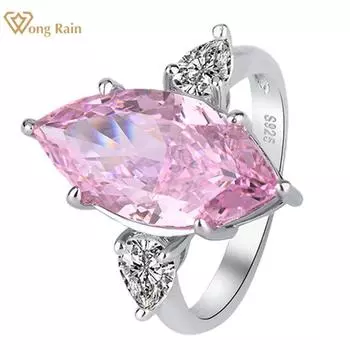 Wong Rain Роскошное обручальное кольцо из стерлингового серебра 925 пробы с огранкой «маркиз» 9*18 мм AAAAA с цирконами для женщин, ювелирные изделия