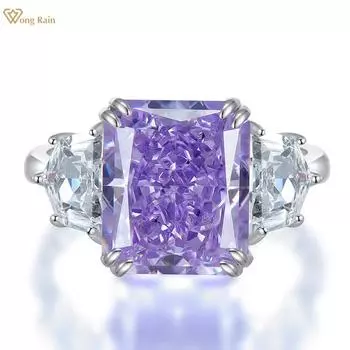 Wong Rain Роскошное Стерлинговое Серебро 925 пробы 10*12 мм Измельченный Лед Огранка Циркон AAAAA Драгоценный Камень Свадебное Обручальное Кольцо Ювелирные Изделия Подарки