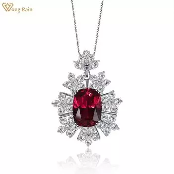 Wong Rain Роскошное Стерлинговое Серебро 925 пробы 12*16 мм AAAAA цирконы драгоценный камень свадебная вечеринка цветы кулон ожерелье ювелирные изделия