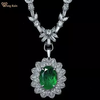 Wong Rain Роскошное Стерлинговое Серебро 925 пробы овальной огранки 12*16 мм AAAAA цирконы драгоценный камень винтажное ожерелье с подвеской изящные ювелирные изделия