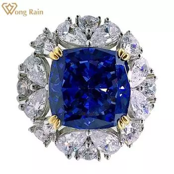 Wong Rain Роскошное Стерлинговое Серебро 925 пробы 11*11 мм AAAAA цирконы драгоценный камень свадебное обручальное кольцо для женщин ювелирные изделия Рождественский подарок