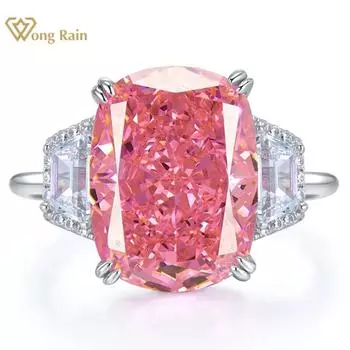 Wong Rain Роскошное стерлинговое серебро 925 пробы с дробленым льдом 11*15 мм розовый AAAAA циркон драгоценный камень свадебное обручальное коктейльное кольцо ювелирные изделия