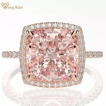 Wong Rain Роскошное свадебное обручальное кольцо из 100% стерлингового серебра 925 пробы 10*10 мм AAAAA с цирконами и драгоценными камнями для женщин, ювелирные изделия