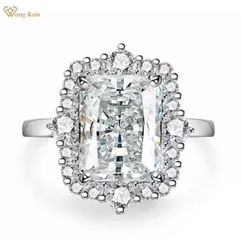 Wong Rain Роскошное твердое серебро 925 пробы сияющей огранки 4 CT AAAAA цирконы драгоценный камень свадебное обручальное ювелирное кольцо для женщин