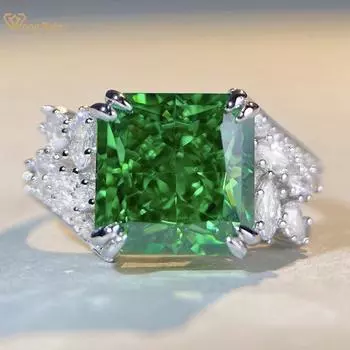 Wong Rain Роскошное твердое серебро 925 пробы с дробленым льдом AAAAA цирконы с драгоценными камнями Коктейльное кольцо Ювелирные изделия Свадебное обручальное кольцо