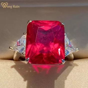 Wong Rain Роскошное винтажное кольцо из 100% стерлингового серебра 925 пробы AAAAA с цирконами и драгоценными камнями для женщин, свадебные и помолвочные ювелирные изделия, подарки