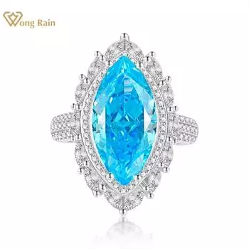Wong Rain Роскошное женское кольцо из стерлингового серебра 925 пробы огранки «маркиз» 9*18 мм AAAAA с цирконами и драгоценными камнями для коктейлей, ювелирные изделия в подарок