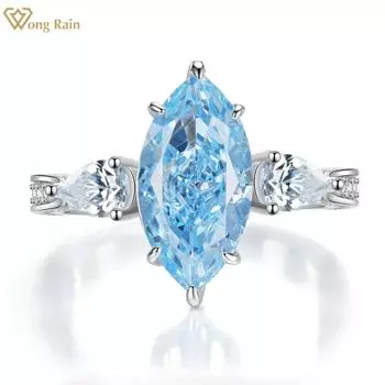 Wong Rain Роскошные 100% стерлингового серебра 925 пробы, огранка маркиза AAAAA, цирконы, драгоценный камень, свадебные обручальные женские кольца, изящные ювелирные изделия
