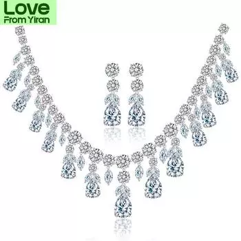 Wong Rain Роскошные 925 пробы стерлингового серебра сапфир изумруд топаз драгоценный камень ожерелье/серьги свадебные ювелирные наборы оптом 45 cm зелёный