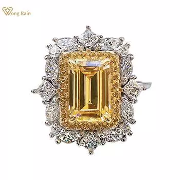 Wong Rain Роскошные кольца из стерлингового серебра 925 пробы с цирконами на свадьбу и помолвку, классические женские кольца, ювелирные изделия, подарок