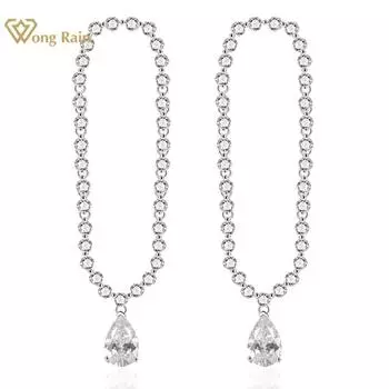 Wong Rain Роскошные серьги из стерлингового серебра 925 пробы грушевидной огранки 6*9 мм 1 карат AAAAA цирконы драгоценный камень сверкающая вода серьги-капли подарки на годовщину ювелирные изделия