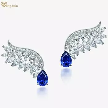 Wong Rain Роскошные серьги из стерлингового серебра 925 пробы грушевидной огранки 7*10 мм AAAAA цирконы драгоценный камень свадебная вечеринка висячие серьги-шпильки ювелирные изделия
