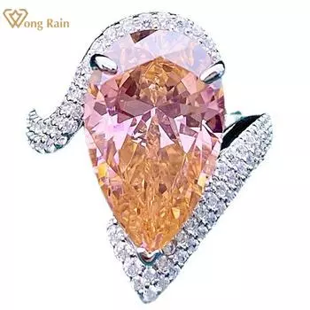 Wong Rain Роскошные свадебные обручальные кольца из 100% стерлингового серебра 925 пробы с грушей 10*16 мм AAAAA с цирконами и драгоценными камнями