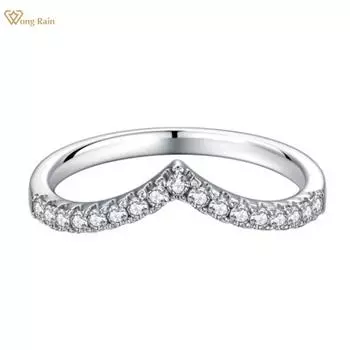 Wong Rain Solid 925 пробы серебро AAAAA цирконы драгоценный камень свадебное обручальное V-образное кольцо для женщин обручальное кольцо ювелирные изделия