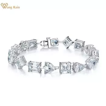Wong Rain Solid 925 пробы серебро AAAAA цирконы драгоценный камень модный нерегулярный женский браслет ювелирные изделия подарки
