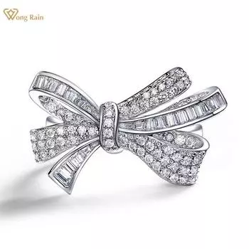 Wong Rain Solid 925 пробы серебро бабочка AAAAA цирконы драгоценный камень свадебная вечеринка ювелирные изделия модное кольцо женское кольцо подарок