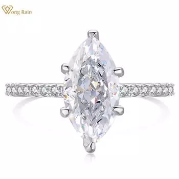 Wong Rain Solid 925 стерлингового серебра Маркиза Огранка AAAAA Цирконы Драгоценный камень Обручальное обручальное кольцо Мода Ювелирные изделия для женщин