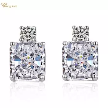 Wong Rain Solid из стерлингового серебра 925 пробы с дробленым льдом 9*10 мм AAAAA цирконы драгоценный камень Серьги-гвоздики для ушей Свадебные обручальные ювелирные изделия