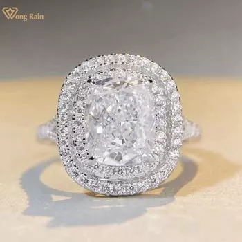 Wong Rain Solid из стерлингового серебра 925 пробы с дробленым льдом AAAAA цирконы драгоценный камень свадьба помолвка ювелирные изделия коктейльное кольцо для женщин подарок
