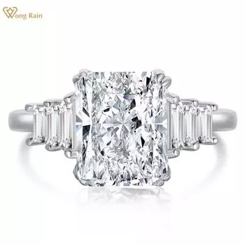 Wong Rain Solid из стерлингового серебра 925 пробы с измельченным льдом 8*10 мм AAAAA цирконы с драгоценными камнями кольцо свадебное обручальное ювелирное украшение для женщин