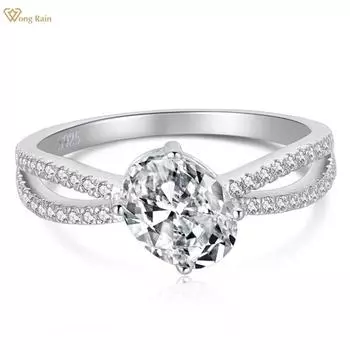 Wong Rain Solid, стерлинговое серебро 925 пробы, измельченный лед, цирконы AAAAA, овальный 6*8 мм, простое кольцо с драгоценным камнем, свадебное обручальное ювелирное украшение для женщин