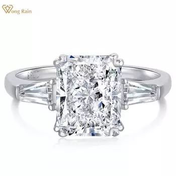 Wong Rain Solid, стерлинговое серебро 925 пробы, измельченный лед, 8*10 мм, AAAAA, цирконы, драгоценный камень, женское кольцо, обручальное ювелирное изделие, подарок