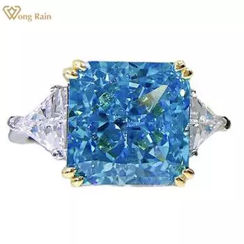 Wong Rain, стерлинговое серебро 925 пробы, 10*10 мм, измельченный лед, цирконы AAAAA, драгоценный камень, свадебное обручальное кольцо для женщин, ювелирные изделия