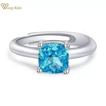 Wong Rain, стерлинговое серебро 925 пробы, 3,5 карата, AAAAA, цирконы, драгоценный камень, свадебное, помолвочное, открытое регулируемое кольцо для женщин, изящные ювелирные изделия