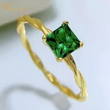 Wong Rain, стерлинговое серебро 925 пробы, 5*5 мм, AAAAA, цирконы, драгоценный камень, винтажное кольцо для женщин, свадебная вечеринка, ювелирные изделия, подарки