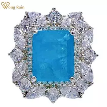 Wong Rain, стерлинговое серебро 925 пробы, AAAAA, цирконы, драгоценный камень, свадебные и обручальные женские кольца, ювелирные изделия, подарки