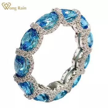 Wong Rain, стерлинговое серебро 925 пробы, AAAAA, цирконы, драгоценный камень, обручальное кольцо, винтажное индивидуальное кольцо для женщин, ювелирные изделия