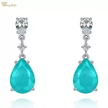 Wong Rain, стерлинговое серебро 925 пробы, грушевидная огранка, 10*14 мм, AAAAA, цирконы, драгоценный камень, юбилейная вечеринка, висячие серьги-шпильки, изящные ювелирные изделия, подарок
