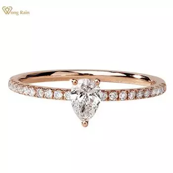 Wong Rain, стерлинговое серебро 925 пробы, грушевидная огранка AAAAA, цирконы, свадебное обручальное простое кольцо для женщин, ювелирные изделия, подарки