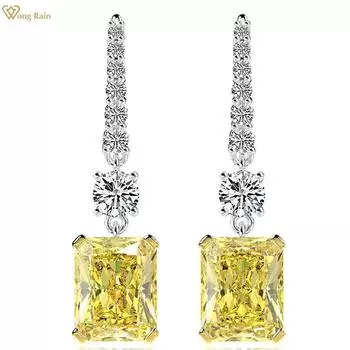 Wong Rain, стерлинговое серебро 925 пробы, измельченный лед, AAAAA, цирконы, драгоценный камень, висячие серьги для свадебной вечеринки, ювелирные изделия, Рождественский подарок
