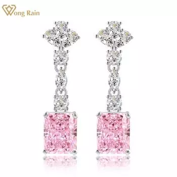 Wong Rain, стерлинговое серебро 925 пробы, измельченный лед, AAAAA, цирконы, драгоценный камень, свадебная вечеринка, женские серьги-подвески, серьги-шпильки, ювелирные изделия, подарок