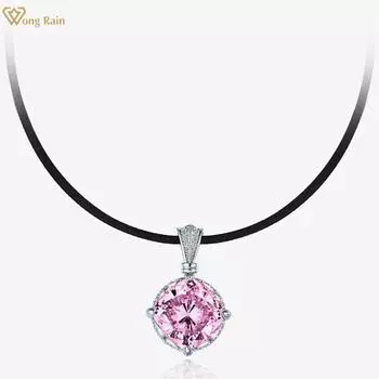 Wong Rain, стерлинговое серебро 925 пробы, розовый AAAAA, циркон, драгоценный камень, подвеска для вечеринки, ожерелье для женщин, ювелирные изделия