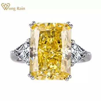 Wong Rain, стерлинговое серебро 925 пробы, сияющая огранка, 10*14 мм, цирконы AAAAA, драгоценный камень, свадебное обручальное кольцо для женщин, ювелирные изделия, подарки