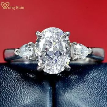 Wong Rain Стерлингового Серебра 925 пробы Измельченный Лед AAAAA Циркон Драгоценный Камень Свадьба Помолвка Мода Открытые Регулируемые Женские Кольца Изысканные Ювелирные Изделия