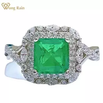 Wong Rain Temperament, стерлинговое серебро 925 пробы, 7*7 мм, AAAAA, цирконы, драгоценный камень, свадебное, обручальное, винтажное кольцо для женщин, ювелирные изделия