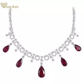 Wong Rain Vintage 100% стерлинговое серебро 925 пробы грушевидной огранки 11*18 мм AAAAA цирконы с драгоценными камнями и кисточками ожерелье для женщин изящные ювелирные изделия подарки на годовщину