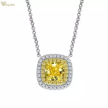 Wong Rain Vintage 100% Стерлинговое Серебро 925 Пробы Измельченный Лед AAAAA Циркон Драгоценный Камень Простой Подвеска Ожерелье Для Женщин Изящные Ювелирные Изделия